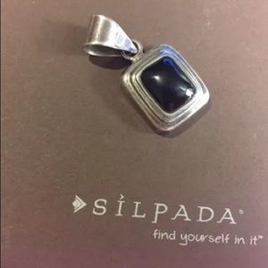 Silpada Sterling and black pendant EUC